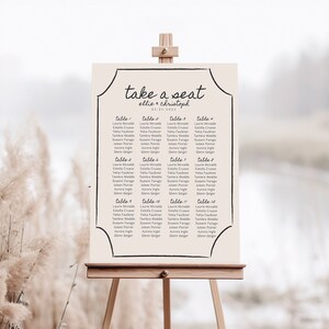 Mall för bröllopsbordslista: Handritad minimalistisk vintage - brun beige canvas