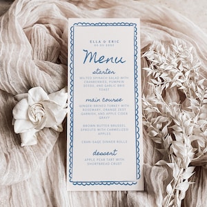 Wedding Menu Template: Coastal Beach Style (Hand-Drawn, Editable Canva)