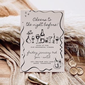Rehearsal Dinner Invitation Template, Hand Drawn Wedding Rehearsal Invite, Night Before Invite, Handwritten Wedding Dinner Invitation IT1