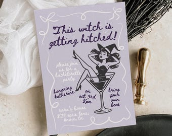 Bachelorette Party Invitation: Witchy Halloween Design - Editable Canva Template