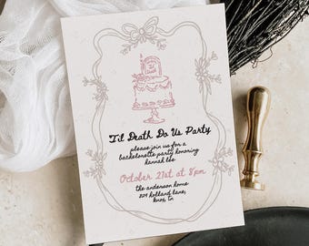 Gothic Bachelorette Invitation Template: Hand-Drawn, Editable Canva