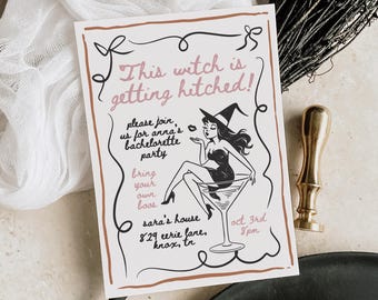 Bachelorette Invitation: Goth Witch Theme (Hand Drawn Digital Template)
