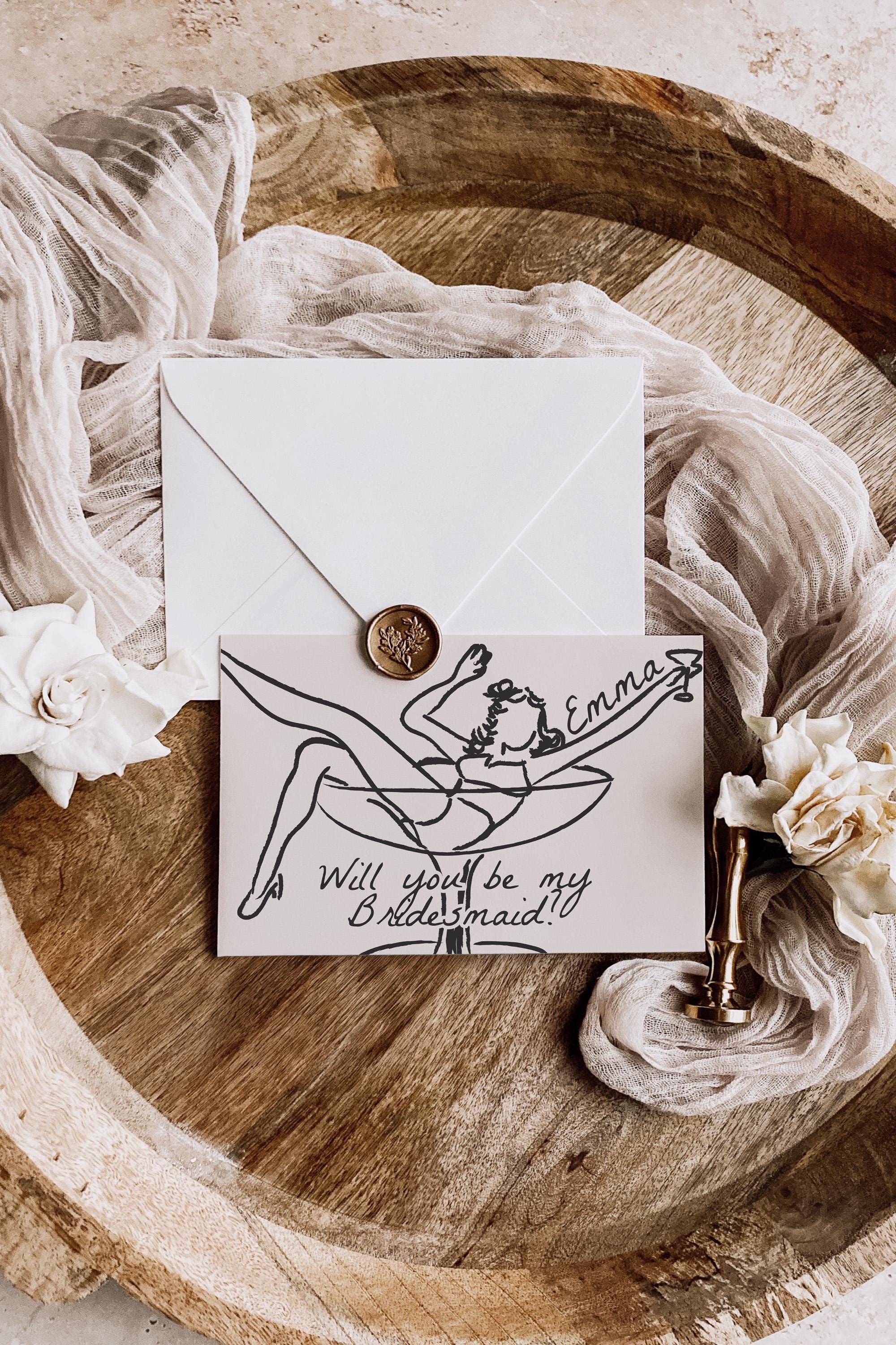 Martini Glass Girl Bridesmaid Proposal Card Template, Printable Will You Be My Bridesmaid Invite, Vintage Fun Maid of Honor Invitation