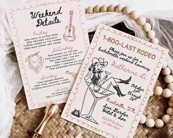 Cowgirl Bachelorette Invitation: Rustic Western Rodeo (Editable Canva Template)
