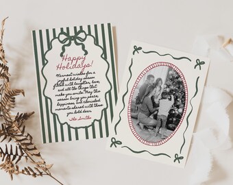 Christmas Card Template: Hand Drawn Retro Style (Editable Canva)