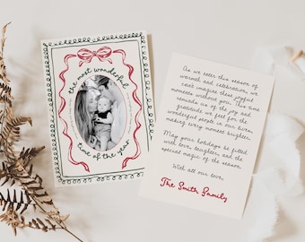 Festive Family Holiday Card Template - Hand Drawn, Printable PDF