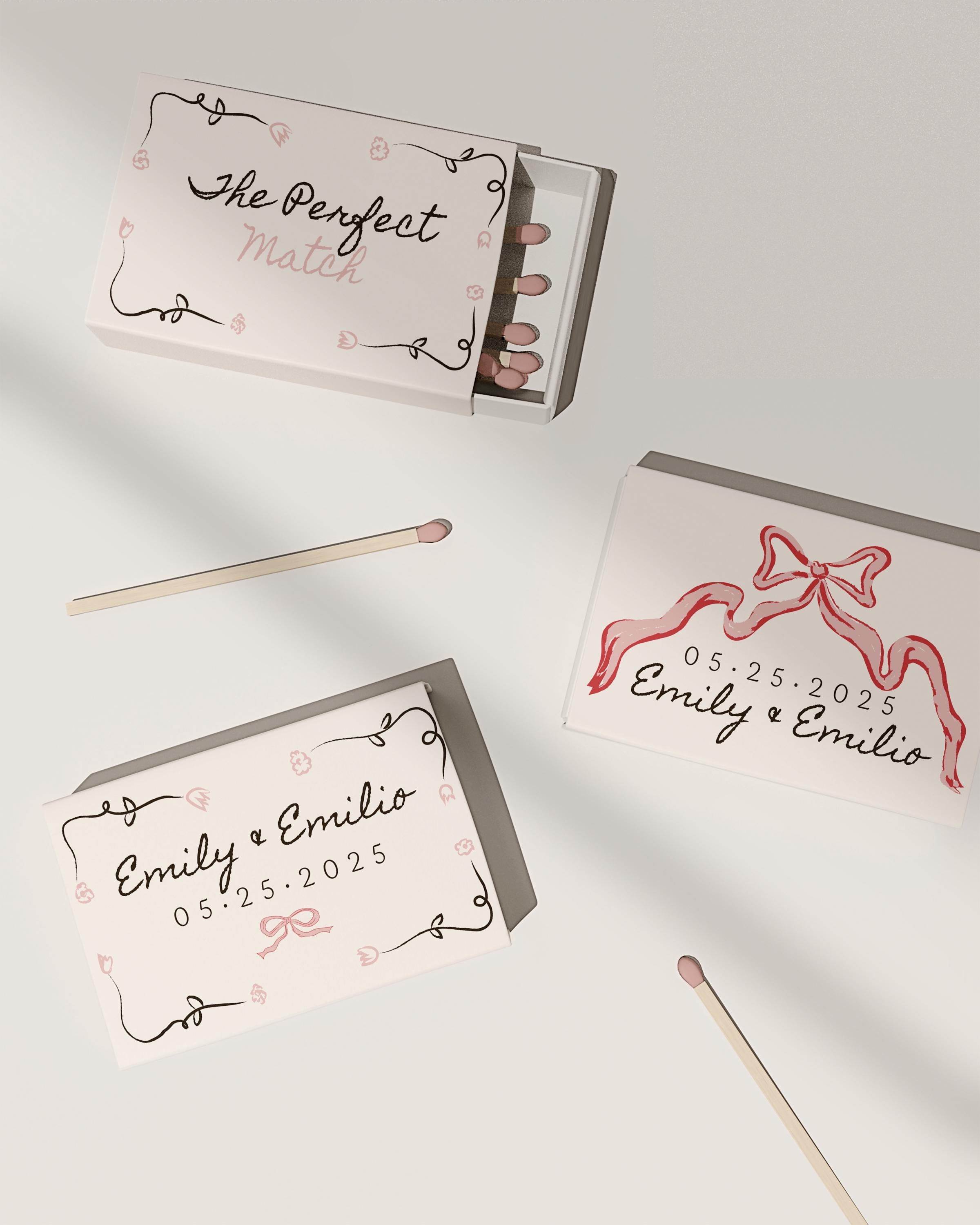Hand Drawn Matchbook Template, Whimsical Romantic Wedding Favor Matches ...