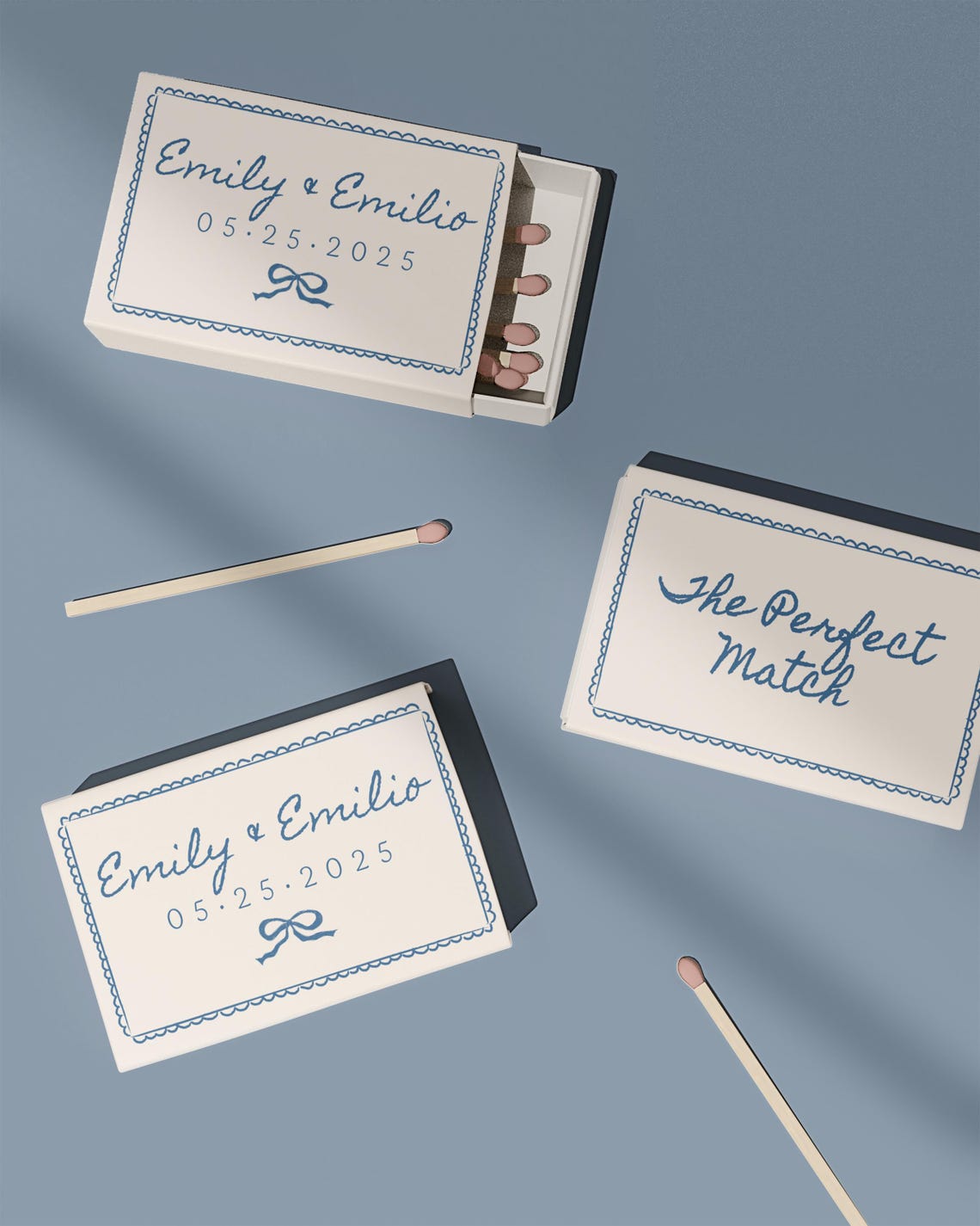 Serene Matchbook Wedding Favors Design Illustration Serene Matchbook Wedding Favors Design Illustration
