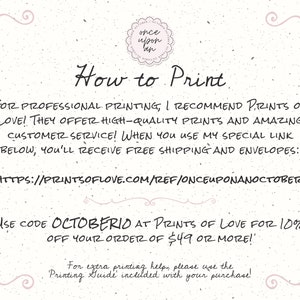May include: A white background with black text explaining how to print professionally using Prints of Love. The text includes a link to Prints of Love and a discount code: OCTOBERIO for 10% off orders of $49 or more.