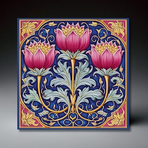 Floral Art Nouveau Ceramic Art Tile | Vintage Inspired Art | Unique Home Decor | Wall Art | Backsplash Tile | Accent Tile | Decorative Tile