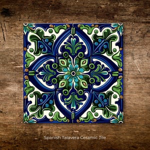 Blue and Green Talavera Inspired Ceramic Tile | Mexican Spanish Tile Style| Backsplash Accent Tile | Kitchen Tile | Wall Tile | Accent Tile