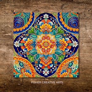 Italian Mediterranean Deruta Style Ceramic Tile | Umbria Backsplash | Tuscan Decor | Ceramic Gift | Decorative Tile | Trivet Gift