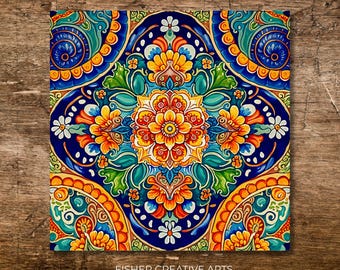 Italian Mediterranean Deruta Style Ceramic Tile | Umbria Backsplash | Tuscan Decor | Majolica Tile | Decorative Tile | Kitchen Tile | Trivet
