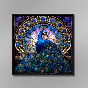 Peacock Stained Glass Effect Ceramic Tile | Eastern Art | Unique Home Decor | Wall Decor | Art Nouveau | Gift for Her