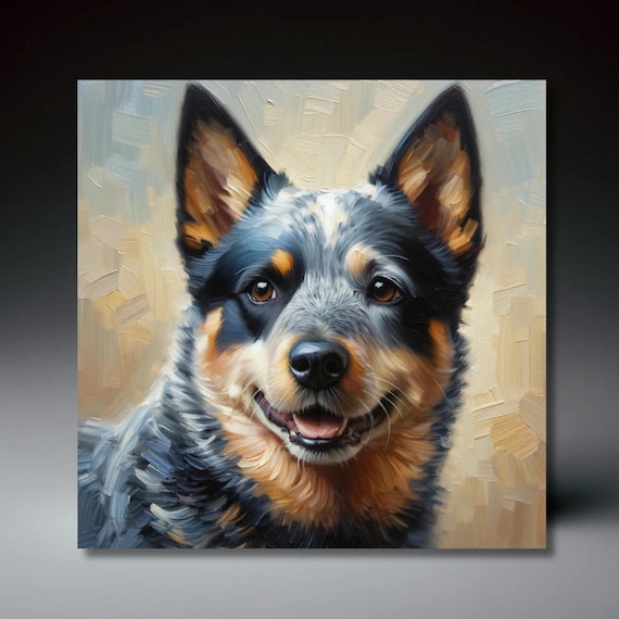 Australian Cattle Dog Ceramic Art Tile  | Blue Heeler | Aussie Cattle Dog | Gift for Dog Lover | Wall Art | Trivet Option | Dog Art |