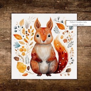 Folk Art Squirrel Ceramic Trivet with Cork Backing | Kitchen Gifts | Gift for Cook | Nature Lover Gift | Christmas Gift Teacher, Hostess