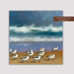 Sanderling Bird Ceramic Tile | Beach and Ocean Art | Beach House Decor | Coastal Bird Art | Gift for Bird Lover | Beach Decor |Trivet Option