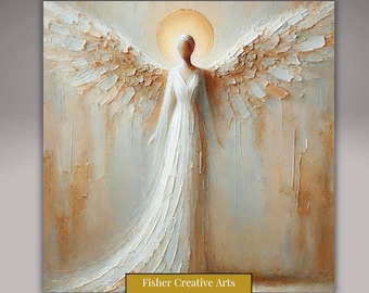 Christian Angel Ceramic Tile | Abstract Art | Religious Art Decor | Religious Christmas Gift | Gift for Friend, Caregiver, Mom |