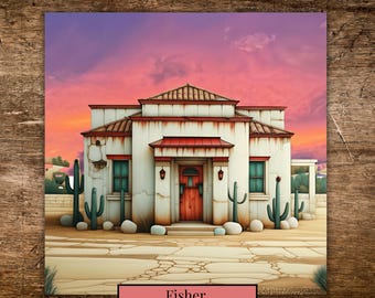 Desert Adobe House Ceramic Tile: Southwestern Art Decor, Trivet Option