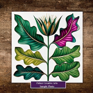 Modern Art Tropical Bloom Ceramic Tile, Botanical Wall Art, Nature Decor, Unique Gift for Plant or Flower Lover, Trivet Option | Backsplash