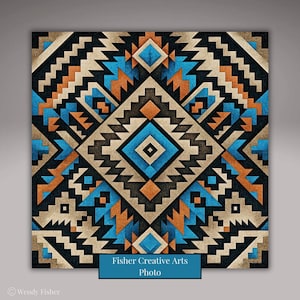 Aztec Repeating Pattern Ceramic Tile | Southwestern Decor | Aztec Tribal Art | Rustic Boho Home Decor | Decorative Tiles | Wall Art | Trivet