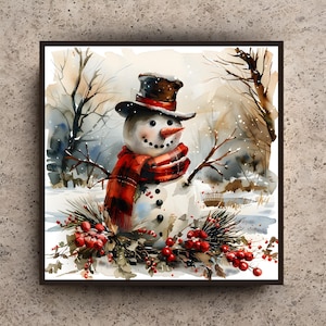 Antique Snowman Holiday Trivet | Ceramic Tile Spoon rest | Kitchen Decor | Christmas Decor | Folk Art | Winter Decor | Vintage Snowman