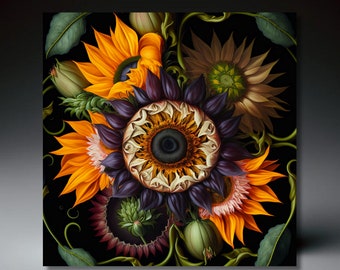 Sunflower Ceramic Art Tile | Home Decor | Sunflower Art | Handmade Gift | 2 size options | Ceramic Wall Art | Floral and Botanical