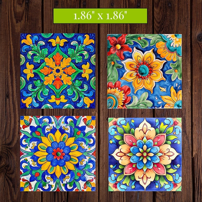 Mexican Talavera Inspired Set of 12 Tiles for Crafts, Magnets, and DIY Projects | Spanish Tiles | Mosaic Craft Supplies | Magnet Making image 6