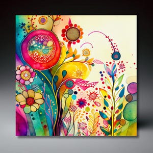 Abstract Wildflower Watercolor Ceramic Art Tile (2/series) | Wall Decor | Gift for Mom | Trivet Option | Floral Art | Spring Summer Decor