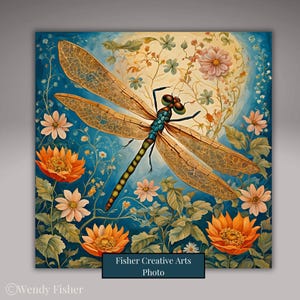 Vintage Inspired Dragonfly Ceramic Tile | Decorative Tile | Dragonfly Art | Home Decor | Kitchen Gift | Trivet Option | Nature Wall Art