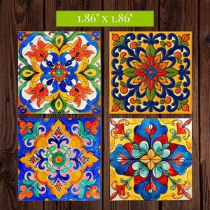 Mexican Talavera Inspired Set of 12 Tiles for Crafts, Magnets, and DIY Projects | Spanish Tiles | Mosaic Craft Supplies | Magnet Making image 4