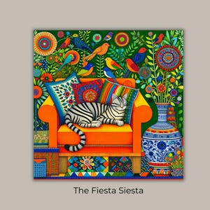Mexican Folk Art Ceramic Tile | Wall Art | Unique Home Decor | Gift for Cat Lover | Boho Art Decor | Spanish Decor | Decorative Tile |Trivet