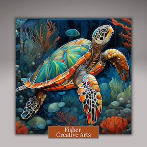 Sea Turtle Ceramic Art Tile | Coastal Wall Art | Ocean Art | Beach House Decor | Marine Animal | Ceramic Wall Art | Nautical Home Decor