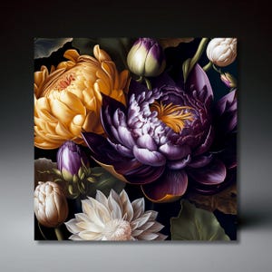 Floral Art Nouveau Ceramic Art Tile | Home and Kitchen Decor | Vintage Inspired Art | Unique Home Decor | Wall Art | Peonies |2 size options
