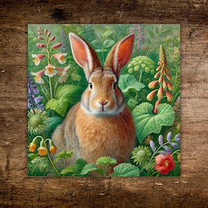 William Morris Inspired Woodland Brown Rabbit Ceramic Tile | Art Nouveau | Wall Decor | Vintage Inspired Art | Traditional Home Decor