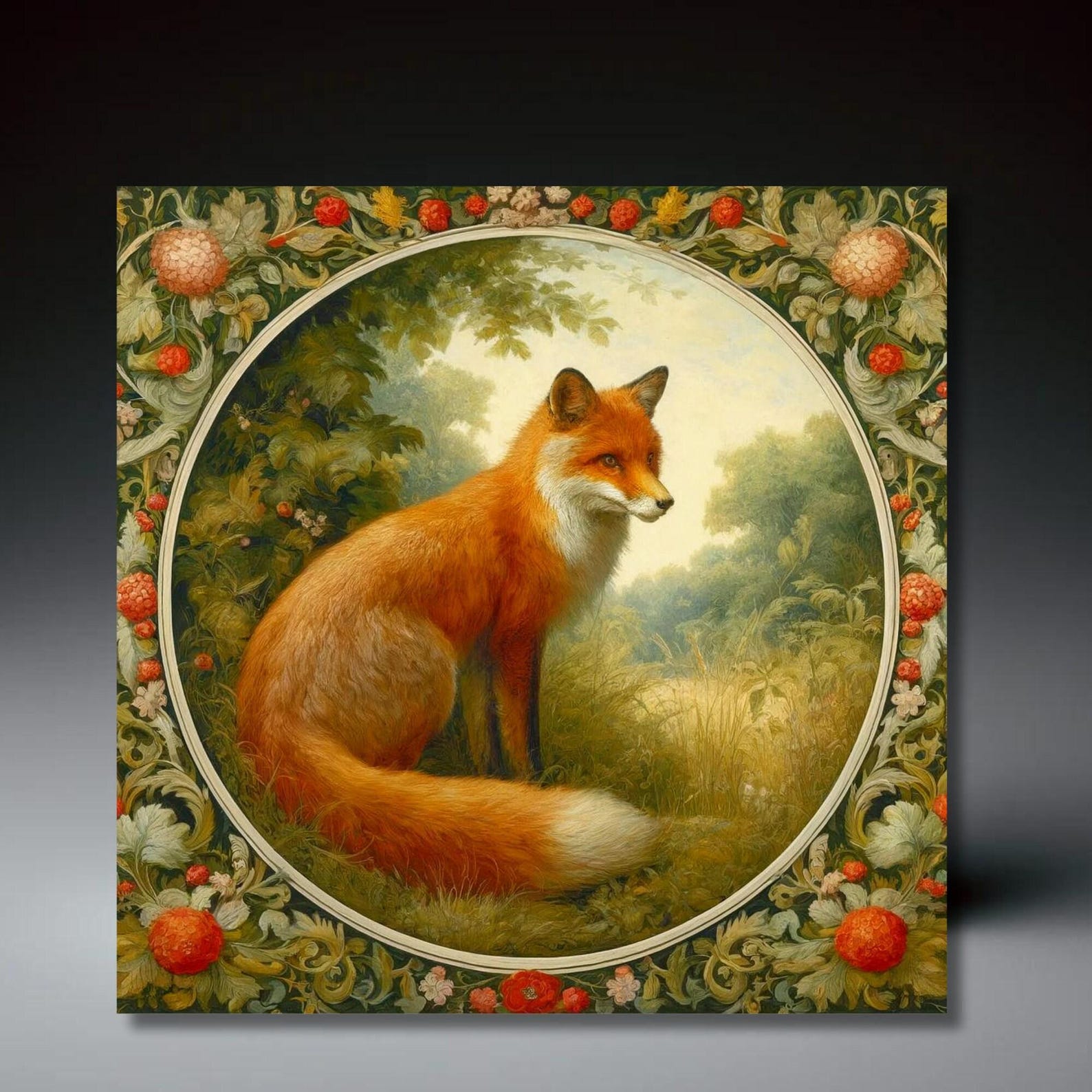 William Morris Inspired Woodland Fox Ceramic Tile | Art Nouveau | Wall ...