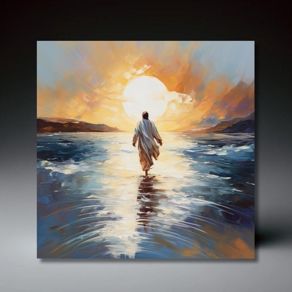 Jesus Walks on Water Ceramic Art Tile | Religious Art | Gift for Christian | Christian Decor | Easter Gift | Gift for Mom | 2 size options