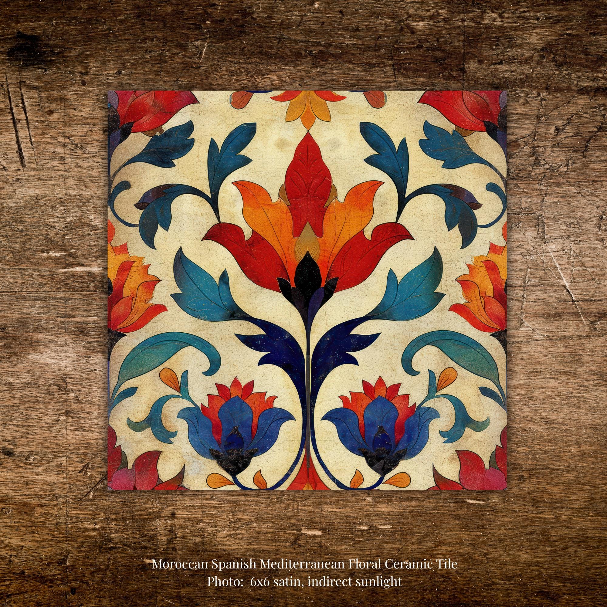 Moroccan Floral Backsplash Tile | Mediterranean Ceramic Wall Tile ...