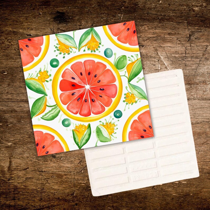 Grapefruit Ceramic Tile | Fruit Talavera Style Kitchen Decor | Backsplash Tile | Trivet Option | Citrus Fruit Art | Summer Kitchen Decor immagine 2