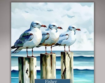Seagull Ceramic Tile: Coastal Beach House Decor - Bird Art Trivet Option