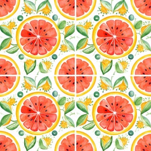 Grapefruit Ceramic Tile | Fruit Talavera Style Kitchen Decor | Backsplash Tile | Trivet Option | Citrus Fruit Art | Summer Kitchen Decor immagine 4