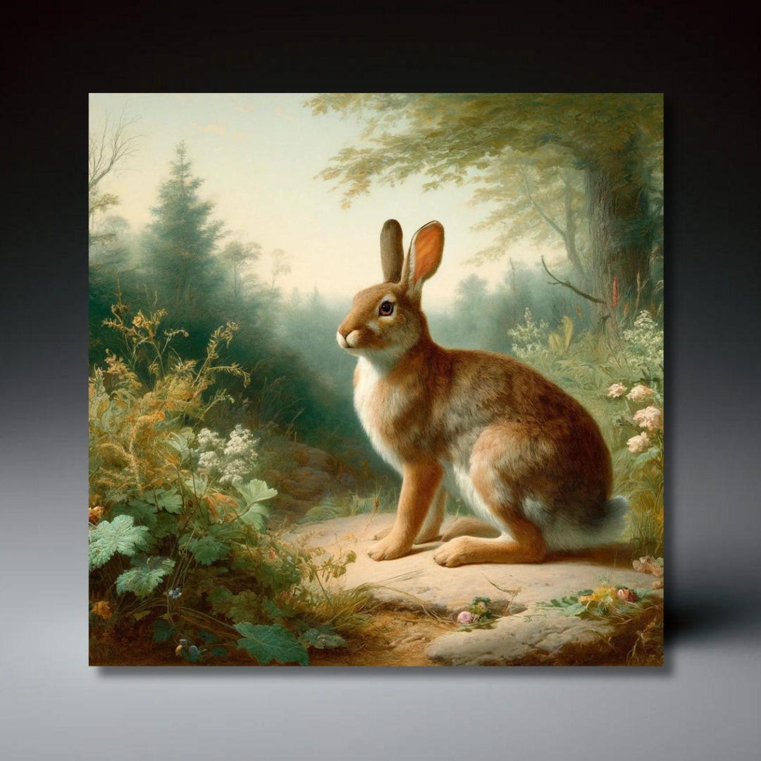 Audubon Inspired Woodland Rabbit Ceramic Tile | Wall Decor | Vintage ...