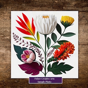 Modern Art Tropical Bloom Ceramic Tile, Botanical Wall Art, Nature Decor, Unique Gift for Plant or Flower Lover, Trivet Option | Backsplash