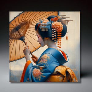 Japanese Geisha Ceramic Art Tile | Gift Art Lover | Asian Art | Unique Home Decor | Ceramic Wall Art | Vintage Wall Art | Geisha Painting