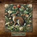 William Morris Inspired Woodland Rabbit Ceramic Tile | Art Nouveau | Wall Decor | Vintage Art | Traditional Decor  | Classic Rabbit Art |