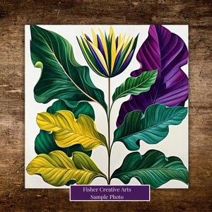 Modern Art Tropical Bloom Ceramic Tile, Botanical Wall Art, Nature Decor, Unique Gift for Plant or Flower Lover, Trivet Option | Backsplash