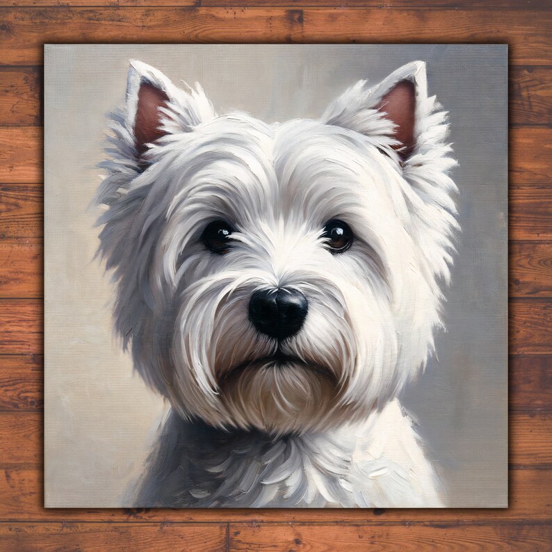 West Highland White Terrier Art Tile Oil Painting Reproduction Westie ...