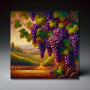 Vineyard Ceramic Art Tile | Italian or French Vineyard | Gift for Wine Lover | Kitchen Art | Traditional Kitchen Decor | Wall Art | Trivet