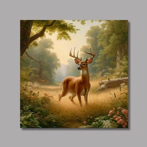 Audubon Inspired Woodland Buck Deer Ceramic Tile | Wall Decor | Kitchen Trivet | Traditional Decor | Decorative Tile Project | Gift for Him