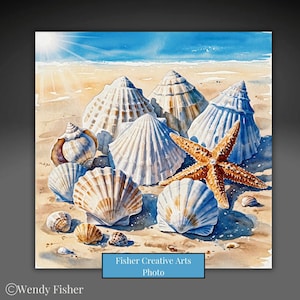 Seashell Art Ceramic Tile | Beach House Decor | Coastal Art | Trivet Option | Backsplash Accent Tile | Bathroom Tile | Ocean Art | Gift